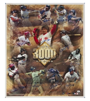 Complete 3,000 Hit Club Poster Signed By 14 Including Gwynn and Musial